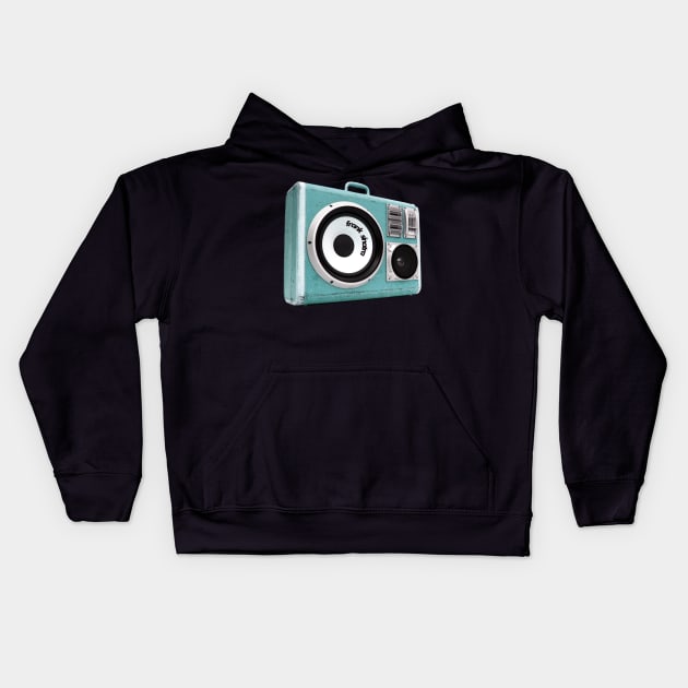 a radio with frank sinatra sticker Kids Hoodie by theStickMan_Official